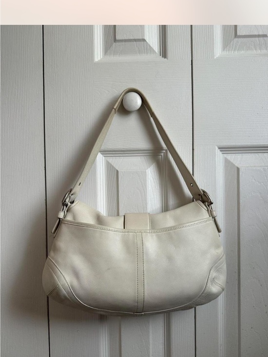 Coach White Leather Soho Bag with Buckle Detail